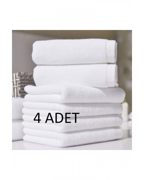 Otel Havlusu 4 Adet Pamuklu El & Yüz & Baş Havlusu 230 gr 50x90 Cm - Beyaz 50 x 90