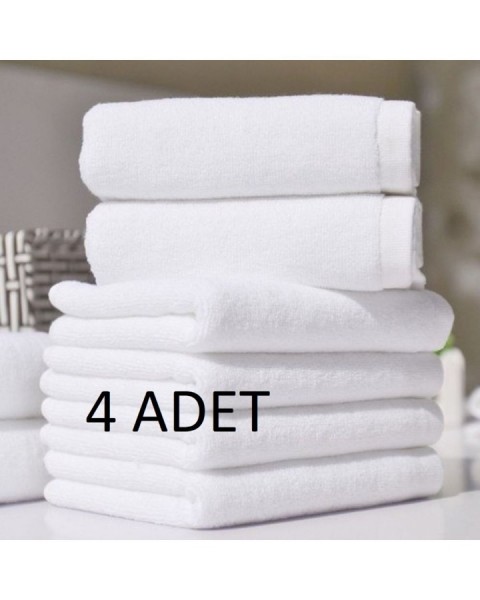 Otel Havlusu 4 Adet Pamuklu El & Yüz & Baş Havlusu 230 gr 50x90 Cm - Beyaz 50 x 90