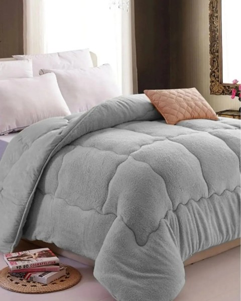 "HEDİYELİ" ÇİFT KİŞİLİK ÇİFT TARAFLI 195x215 LÜX WELSOFT YORGAN GRİ. 195 x 215