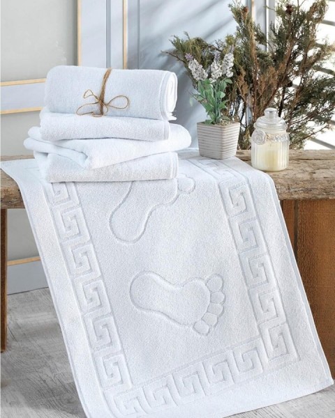 Nina Otel Ayak Havlusu 1 Adet Beyaz Banyo Paspası 50 x 70