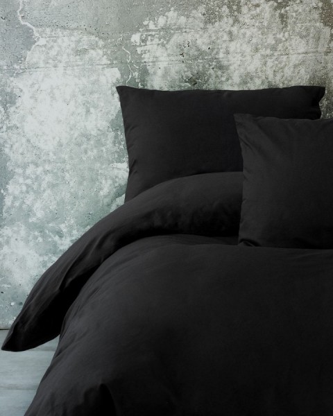 Ranforce Çift Kişilik Lastikli Çarşaflı Nevresim Takımı Simple Siyah 200 x 220