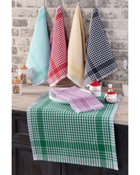 Pöti Kareli 6li Mutfak Kurulama Bezi 50x70cm Kenarları Dikişlidir 45 x 70