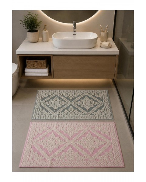 2 adet %100 pamuklu naturel ayak havlusu ve paspas 50 x 70