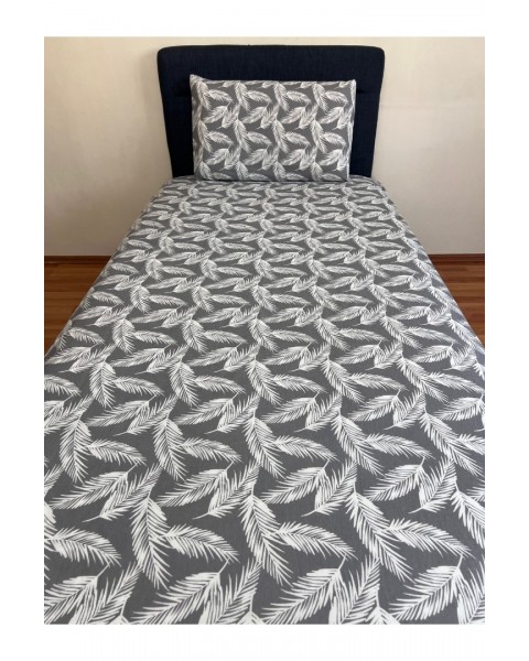 Fitted Lastikli Çarşaf Takımı (YASTIKLI) Tek Kişilik Çift Kişilik Tüy Desen Gri Beyaz Fitted Lastikli Çarşaf Takımı (YASTIKLI) Tek Kişilik Çift Kişilik Tüy Desen Gri Beyaz