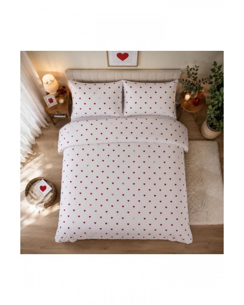 amour pamuklu çift kişilik kalpli nevresim takımı 200 x 230