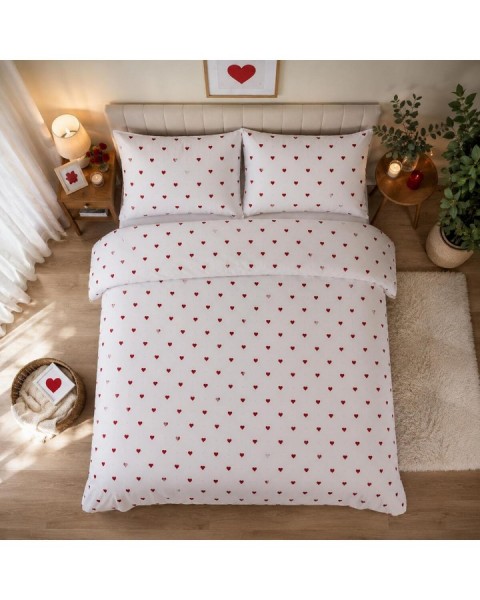amour pamuklu çift kişilik kalpli nevresim takımı 200 x 230