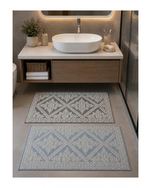 2 adet %100 pamuklu naturel ayak havlusu ve paspas 50 x 70