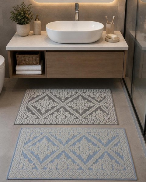 2 adet %100 pamuklu naturel ayak havlusu ve paspas 50 x 70