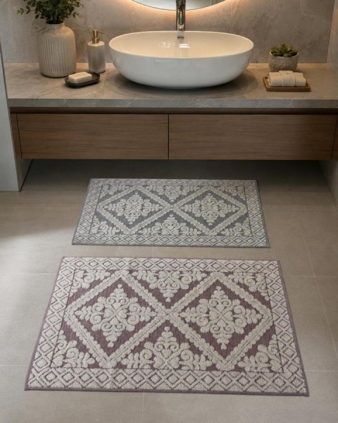 2 adet %100 pamuklu naturel ayak havlusu ve paspas 50 x 70