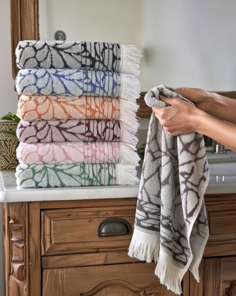 50x90 madam otantik %100 pamuklu coco desen saçaklı el ve yüz havlusu 6 adet