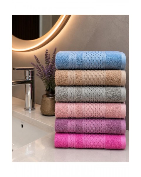 50X90 6 ADET %100 PAMUKLU EL VE YÜZ HAVLUSU 50 x 90