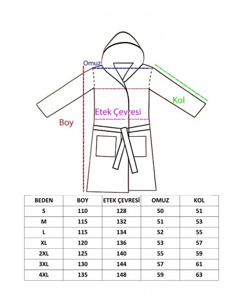 Jakarlı Kapşonlu Bornoz %100 Pamuklu Otantik Bornoz - YEŞİL