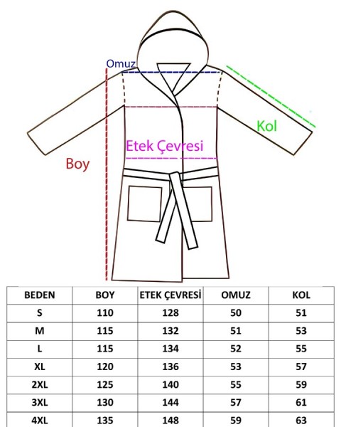 Jakarlı Kapşonlu Bornoz %100 Pamuklu Otantik Bornoz - YEŞİL