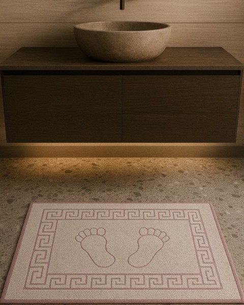 1 AdetAyak izli PAMUKLU 50 X 70 OTANTİK BANYO VE LAVABO PASPASI