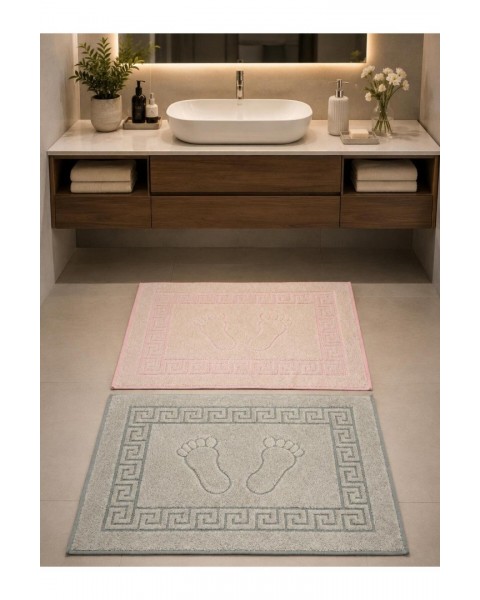 3 Adet Ayak izli Pamuklu 50 X 70 Otantik Havlu Banyo Ve Lavabo Paspası