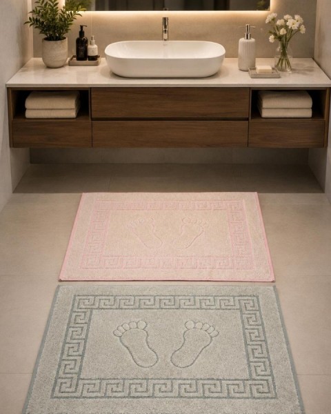 3 Adet Ayak izli Pamuklu 50 X 70 Otantik Havlu Banyo Ve Lavabo Paspası