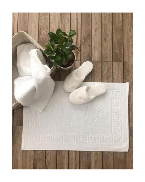 Ayak izli Banyo paspası, Ayak Havlusu, Banyo Paspası,lavabo Paspası  50 x 70  Beyaz