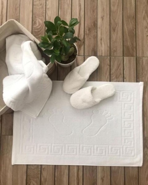 Ayak izli Banyo paspası, Ayak Havlusu, Banyo Paspası,lavabo Paspası  50 x 70  Beyaz