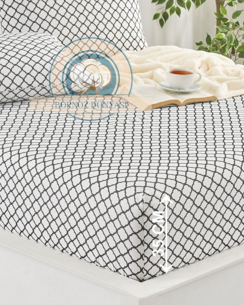 Çift Kişilik lastikli Çarşaf Takımı Yastığı kapaklı 35 cm köşe derinliği Çift Kişilik 160 x 200  beyazdamaks