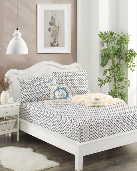 Çift Kişilik lastikli Çarşaf Takımı Yastığı kapaklı 35 cm köşe derinliği Çift Kişilik 160 x 200  beyazdamaks