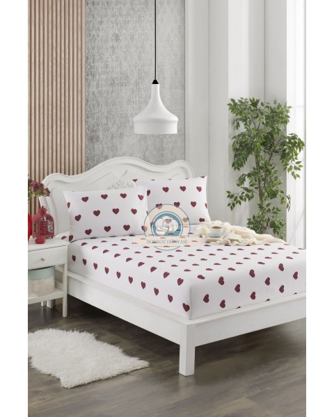 Çift Kişilik lastikli Çarşaf Takımı Yastığı kapaklı 35 cm köşe derinliği Çift Kişilik 160 x 200  bordokalp