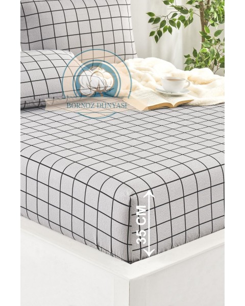 Çift Kişilik lastikli Çarşaf Takımı Yastığı kapaklı 35 cm köşe derinliği Çift Kişilik 160 x 200  griekose