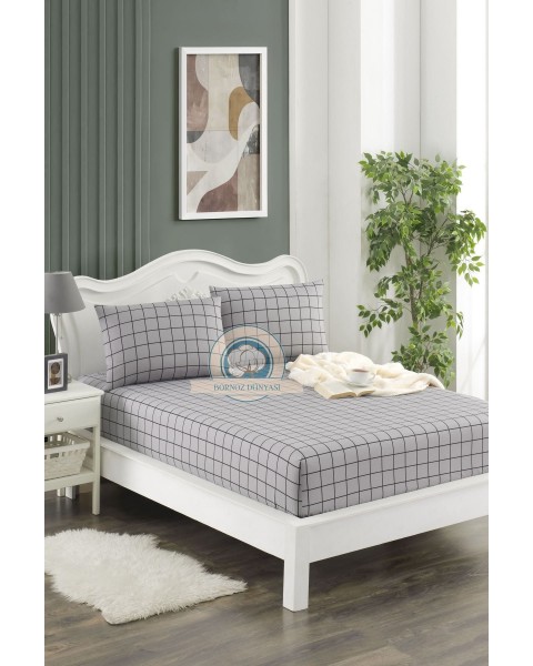 Çift Kişilik lastikli Çarşaf Takımı Yastığı kapaklı 35 cm köşe derinliği Çift Kişilik 160 x 200  griekose