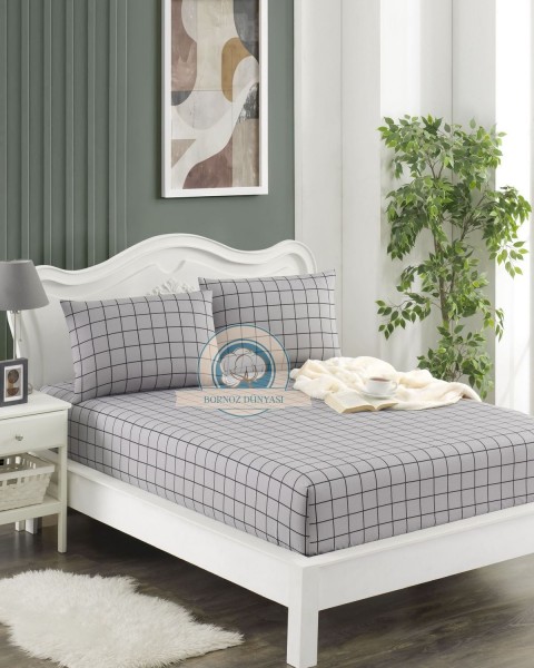 Çift Kişilik lastikli Çarşaf Takımı Yastığı kapaklı 35 cm köşe derinliği Çift Kişilik 160 x 200  griekose