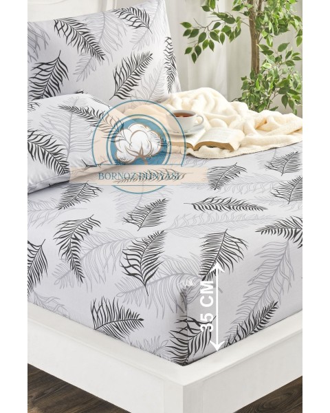 Çift Kişilik lastikli Çarşaf Takımı Yastığı kapaklı 35 cm köşe derinliği Çift Kişilik 160 x 200  grisiyahtüy