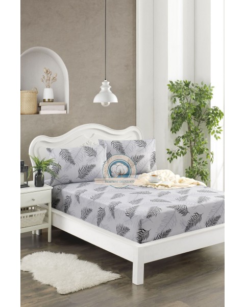 Çift Kişilik lastikli Çarşaf Takımı Yastığı kapaklı 35 cm köşe derinliği Çift Kişilik 160 x 200  grisiyahtüy