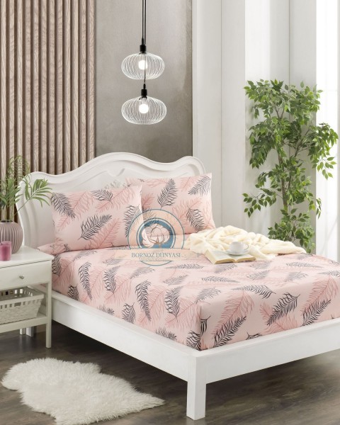 Çift Kişilik lastikli Çarşaf Takımı Yastığı kapaklı 35 cm köşe derinliği Çift Kişilik 160 x 200  pudrasiyahtüy
