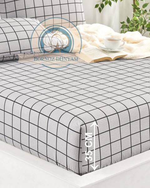 Çift Kişilik lastikli Çarşaf Takımı Yastığı kapaklı 35 cm köşe derinliği Çift Kişilik griekose 160 x 200
