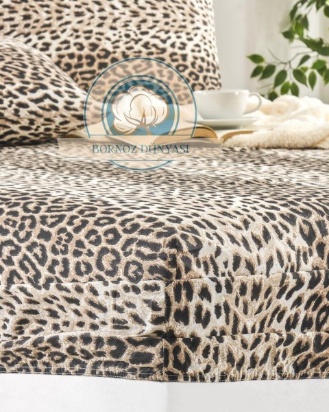 Çift Kişilik lastikli Çarşaf Takımı Yastığı kapaklı 35 cm köşe derinliği Çift Kişilik leopar 160 x 200