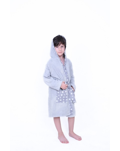 Çocuk Bornozu Unisex gri