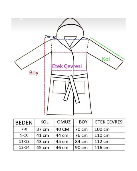 Çocuk Bornozu Kız Erkek Kapşonlu Bornoz %100 Pamuklu Unisex Bej