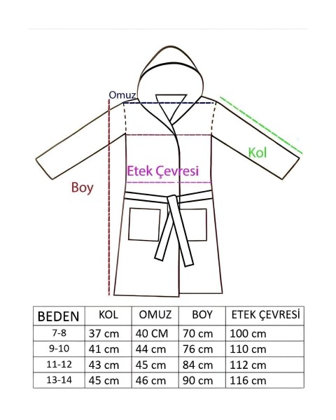 Çocuk Bornozu Kız Erkek Kapşonlu Bornoz Pamuklu  Unisex SARI