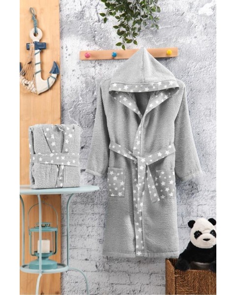 Çocuk Bornozu Unisex gri