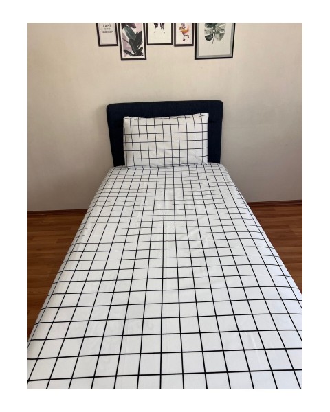 Fitted Lastikli Çarşaf Takımı (YASTIKLI) Tek Kişilik Çift Kişilik Ekoseli Bej 100 x 200 100 x 200  bej