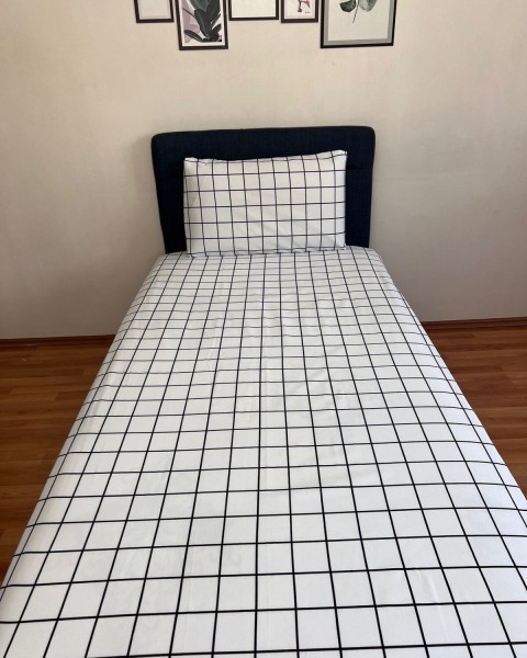 Fitted Lastikli Çarşaf Takımı (YASTIKLI) Tek Kişilik Çift Kişilik Ekoseli Bej 100 x 200 bej 100 x 200