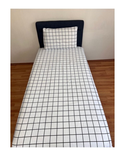 Fitted Lastikli Çarşaf Takımı (YASTIKLI) Tek Kişilik Çift Kişilikekoseli Beyaz 100 x 200 100 x 200  beyaz ekose