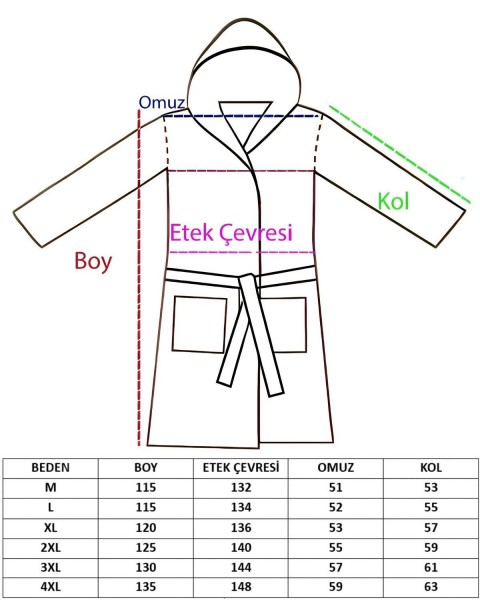 Kapşonlu Bornoz %100 Pamuklu Battal Boy (M-L-XL-2XL-3XL-4XL) Kadın / Kız GRİ