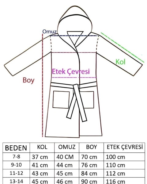 Kapşonlu Bornoz %100 Pamuklu Battal Boy (M-L-XL-2XL-3XL-4XL) Kadın / Kız YEŞİL