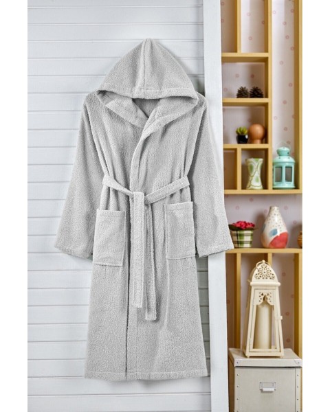 Kapşonlu Bornoz %100 Pamuklu Battal Boy (M-L-XL-2XL-3XL-4XL) GRİ Kapşonlu Bornoz %100 Pamuklu Battal Boy (M-L-XL-2XL-3XL-4XL) GRİ