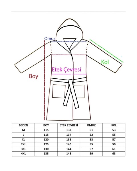 Kapşonlu Bornoz %100 Pamuklu Battal Boy (M-L-XL-2XL-3XL-4XL)  Kadın / Kız MAVİ