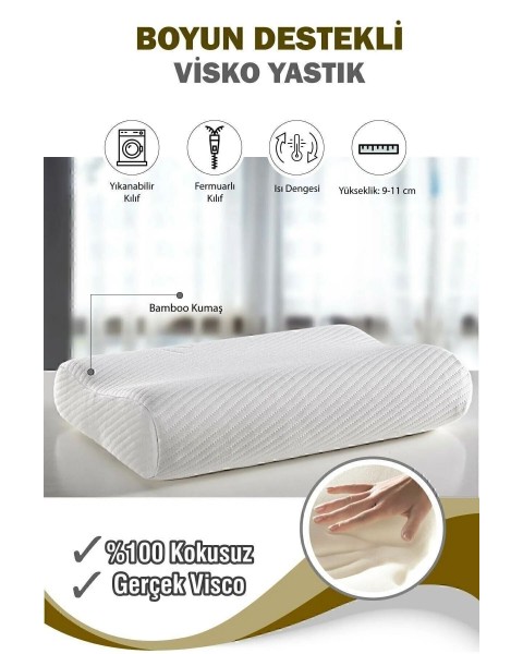 Ortopedik Visko Yastık 30 X 50 Yıkamayınız Beyaz Visko An  30 X 50  Beyaz