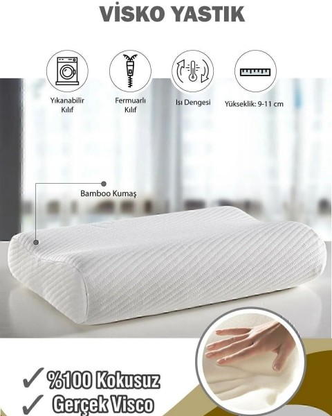 Ortopedik Visko Yastık 30 X 50 Yıkamayınız Beyaz Visko An  30 X 50  Beyaz