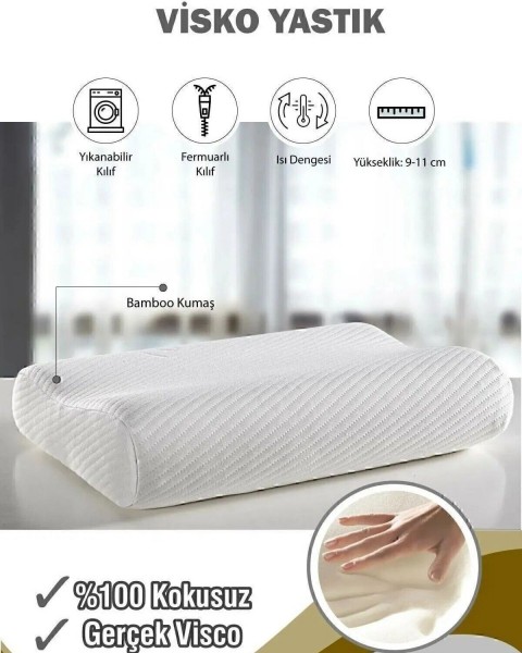 ortopedik visko yastık 30x50 tek boyun destekli  30 X 50  Ekru