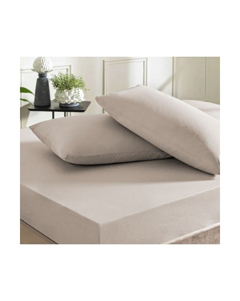 Tek Kişilik Lastikli Çarşaf Takımı (YASTIKLI)  100 x 200  Bej İpliği Boyalı