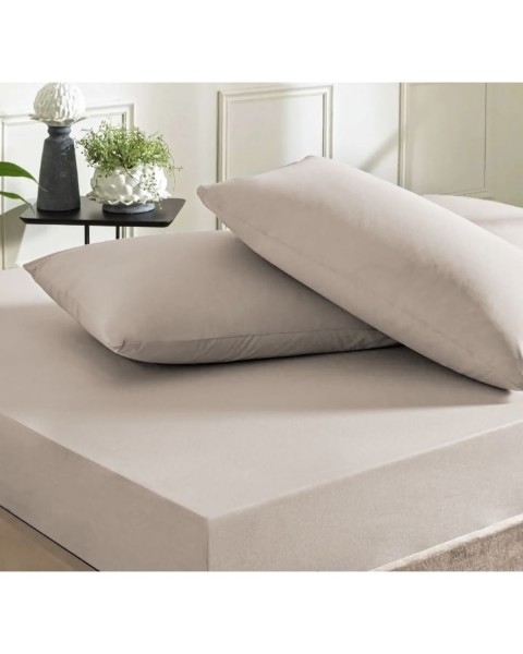 Tek Kişilik Lastikli Çarşaf Takımı (YASTIKLI)  100 x 200  Bej İpliği Boyalı
