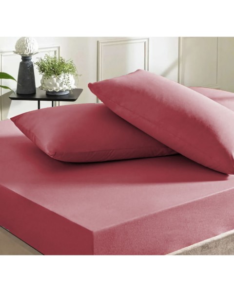 Tek Kişilik Lastikli Çarşaf Takımı (YASTIKLI)  100 x 200  Fuşya İpliği Boyalı